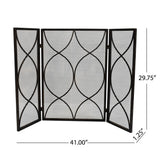 Pleasants Modern Black and Gold Three Panel Iron Fire Screen - Super Arbor