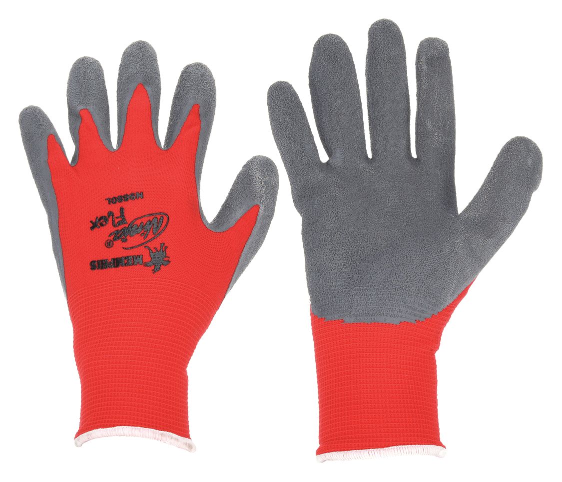 MCR SAFETY Ninja Flex N9680 XL Latex Coated Gloves, Red/Gray