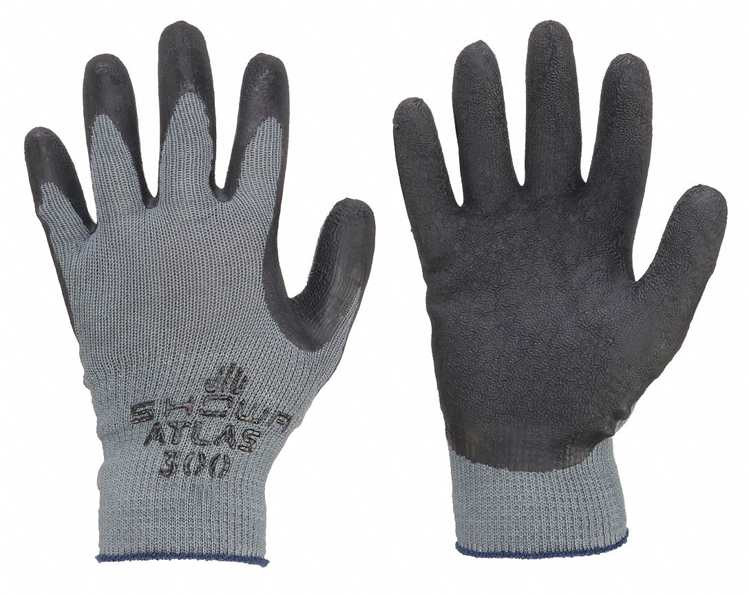 SHOWA 300B Atlas Coated Gloves - XL, Latex Palm Dipped, ANSI Abrasion Level 4