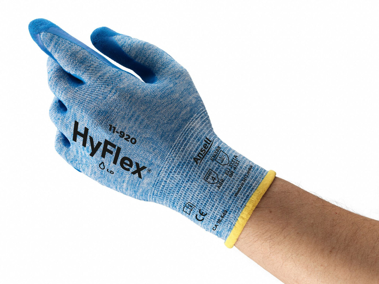 HYFLEX Nitrile Coated Gloves - Sandy, Size S, ANSI Abrasion Level 4