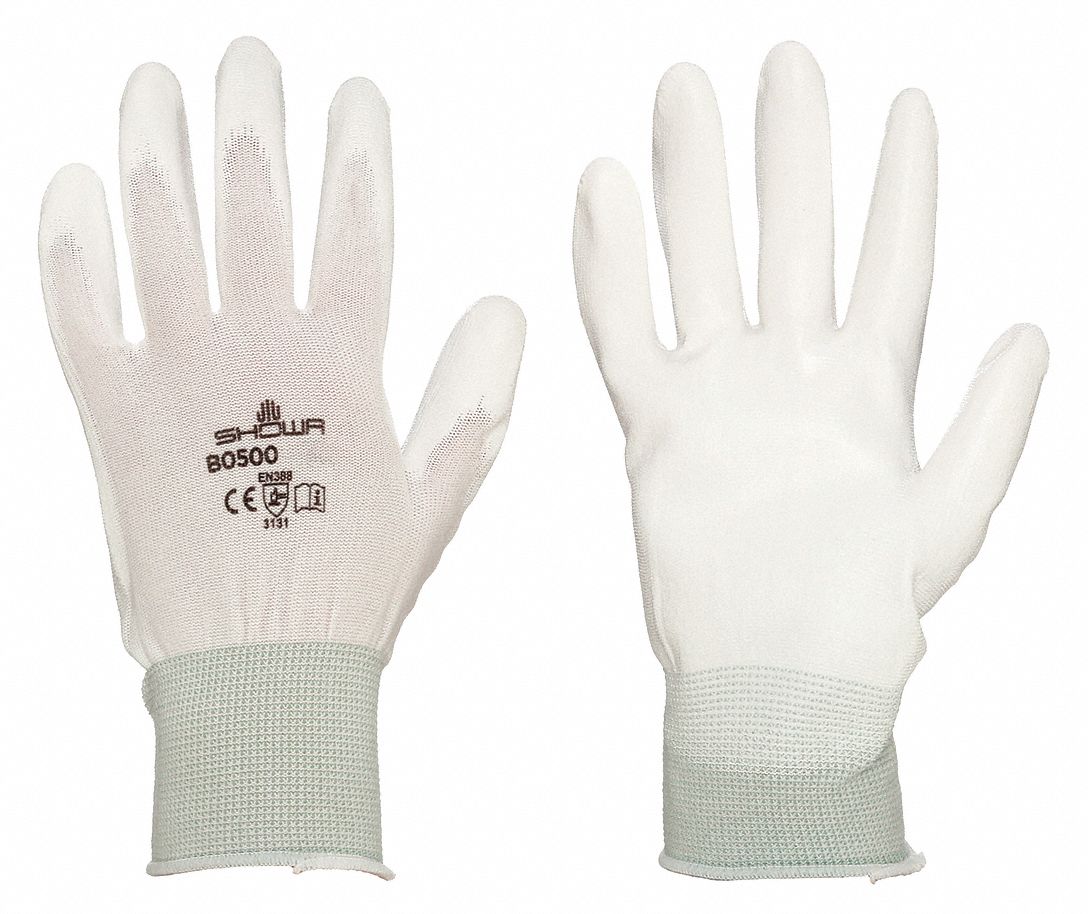 SHOWA BO500W-L Polyurethane Coated Gloves - Size L, ANSI Abrasion Level 3