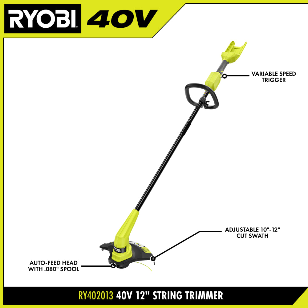 RYOBI 40-Volt Lithium-Ion Cordless Battery String Trimmer/Edger (Tool Only)