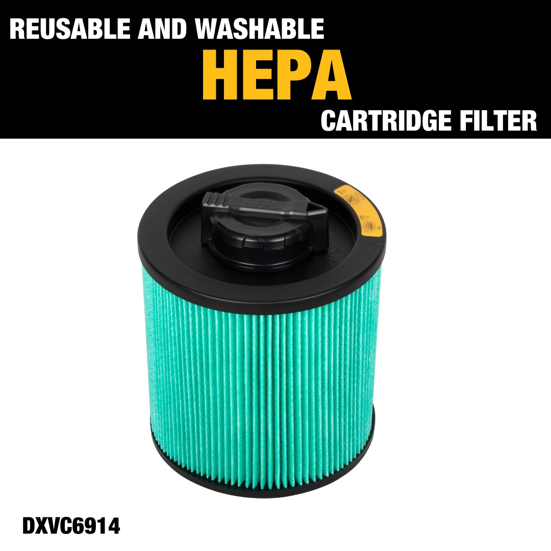 DEWALT 6 Gal. to 16 Gal. HEPA Cartridge Filter for Wet/Dry Vacuums (DXVC6914)