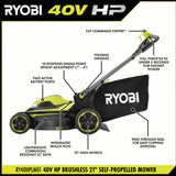 RYOBI 40V HP Brushless 21 in. Self-Propelled Cordless Lawn Mower with SMART TREK, (2) 6.0Ah Batteries & Charger