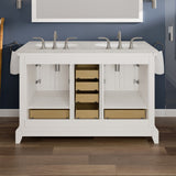 Eviva Elite Stamford 48 in. W x 24 in. D x 34 in. H Double Bath Vanity in White with White Carrara Top and Undermount White Sinks