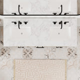 Eviva Graham 60"W x 22"D Oak Double Sink Bathroom Vanity with White Arabescato Engineered Stone Countertop and Undermount Ceramic Sinks