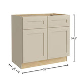 Home Decorators Collection Newport 33 in. W x 24 in. D x 34.5 in. H Assembled Plywood Base Kitchen Cabinet in Blended Cream with 1ROT Soft Close