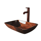 VIGO Russet Glass Vessel Bathroom Sink in Red with Seville Faucet in Oil Rubbed Bronze
