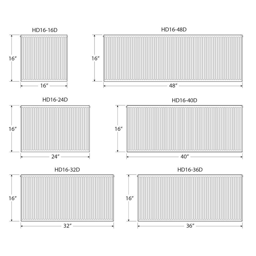 16 in. H x 36 in. L Hot Water Panel Radiator Package in White - Super Arbor