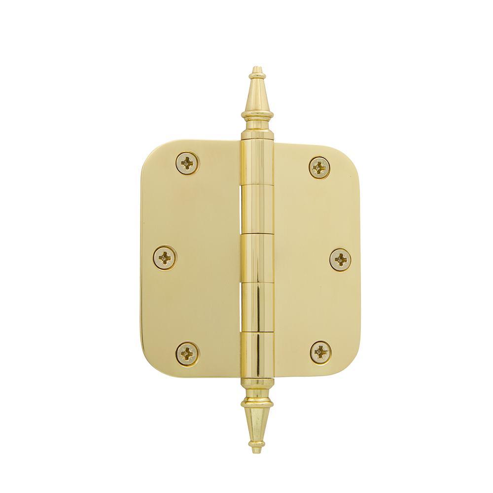 3.5 in. Steeple Tip Residential Hinge with 5/8 in. Radius Corners in Antique Brass - Super Arbor
