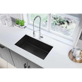 Quartz Classic Undermount Composite 33 in. Single Bowl Kitchen Sink in Black - Super Arbor