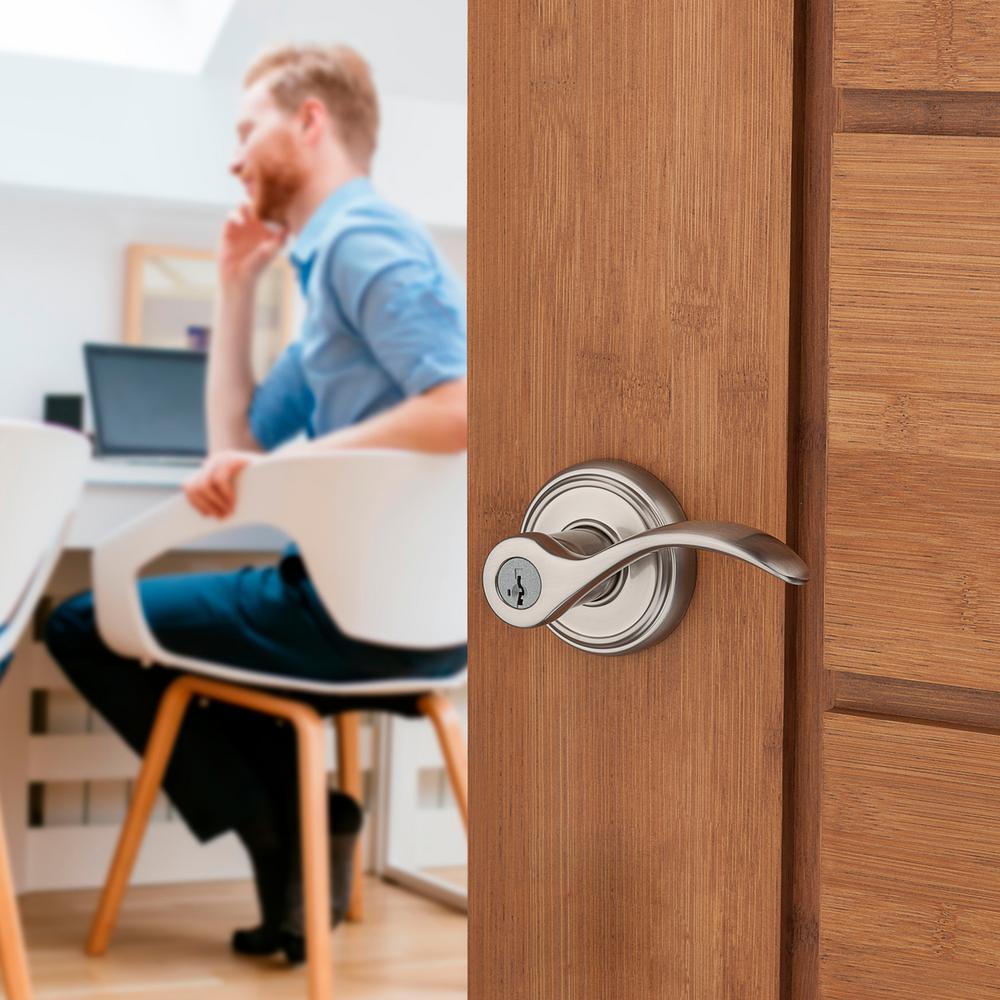 Prestige Tobin Satin Nickel Entry Door Lever Featuring SmartKey Security - Super Arbor