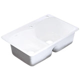 Langlade Smart Divide Drop-In Cast Iron 33 in. 2-Hole Double Bowl Kitchen Sink in White - Super Arbor