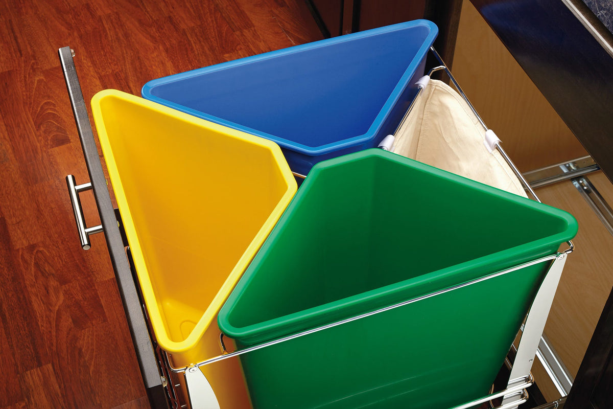 Rev-A-Shelf 5BBSC-WMDM24-W Recycle Center Waste System with Soft-Close, 3-Container, Cabinet Pull-Out