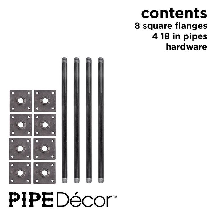 1/2 in. x 1.5 ft. L Black Steel Pipe Square Flange Table Leg Kit (Set of 4)