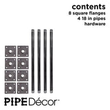 1/2 in. x 1.5 ft. L Black Steel Pipe Square Flange Table Leg Kit (Set of 4)