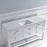 Harlow 61 in. W x 22 in. D Single Basin Carrara Marble Vanity Top in Carrara White with White Vitreous China Basin - Super Arbor