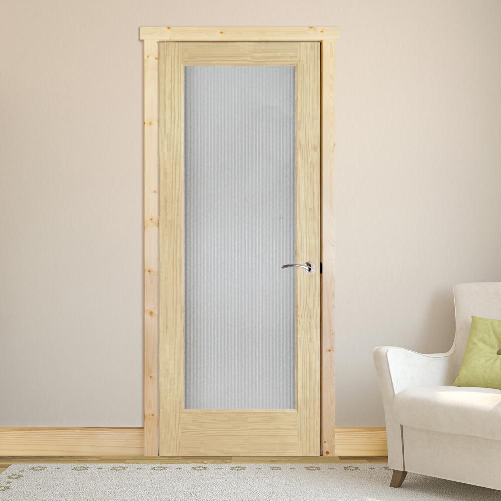 Steves & Sons 30 in. x 80 in. Modern Full Lite Solid Core Pine Reed Glass Interior Door Slab