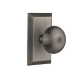Studio Plate 2-3/8 in. Backset Oil-Rubbed Bronze Privacy Bed/Bath New York Door Knob - Super Arbor