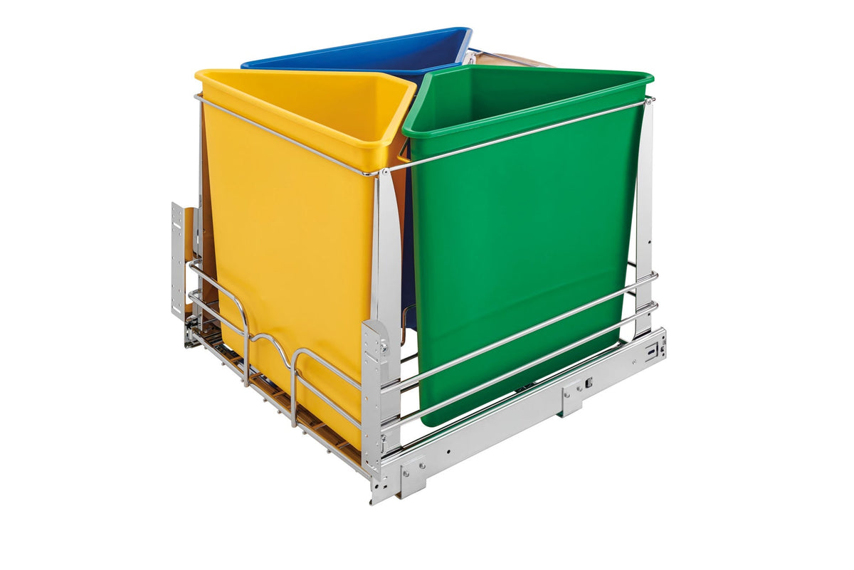 Rev-A-Shelf 5BBSC-WMDM24-W Recycle Center Waste System with Soft-Close, 3-Container, Cabinet Pull-Out