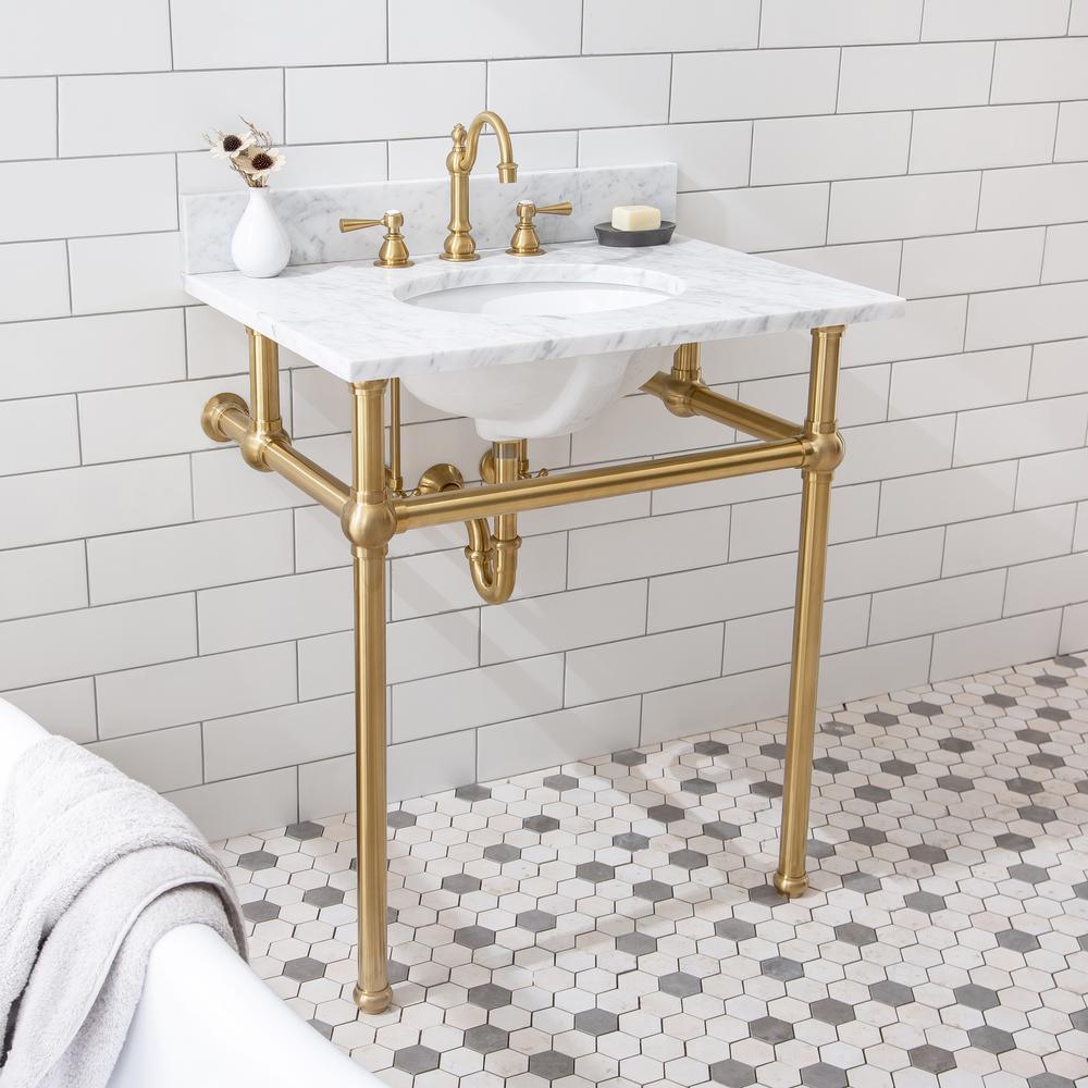 Embassy 30 in. Brass Wash Stand Legs with Satin Brass Connectors - Super Arbor