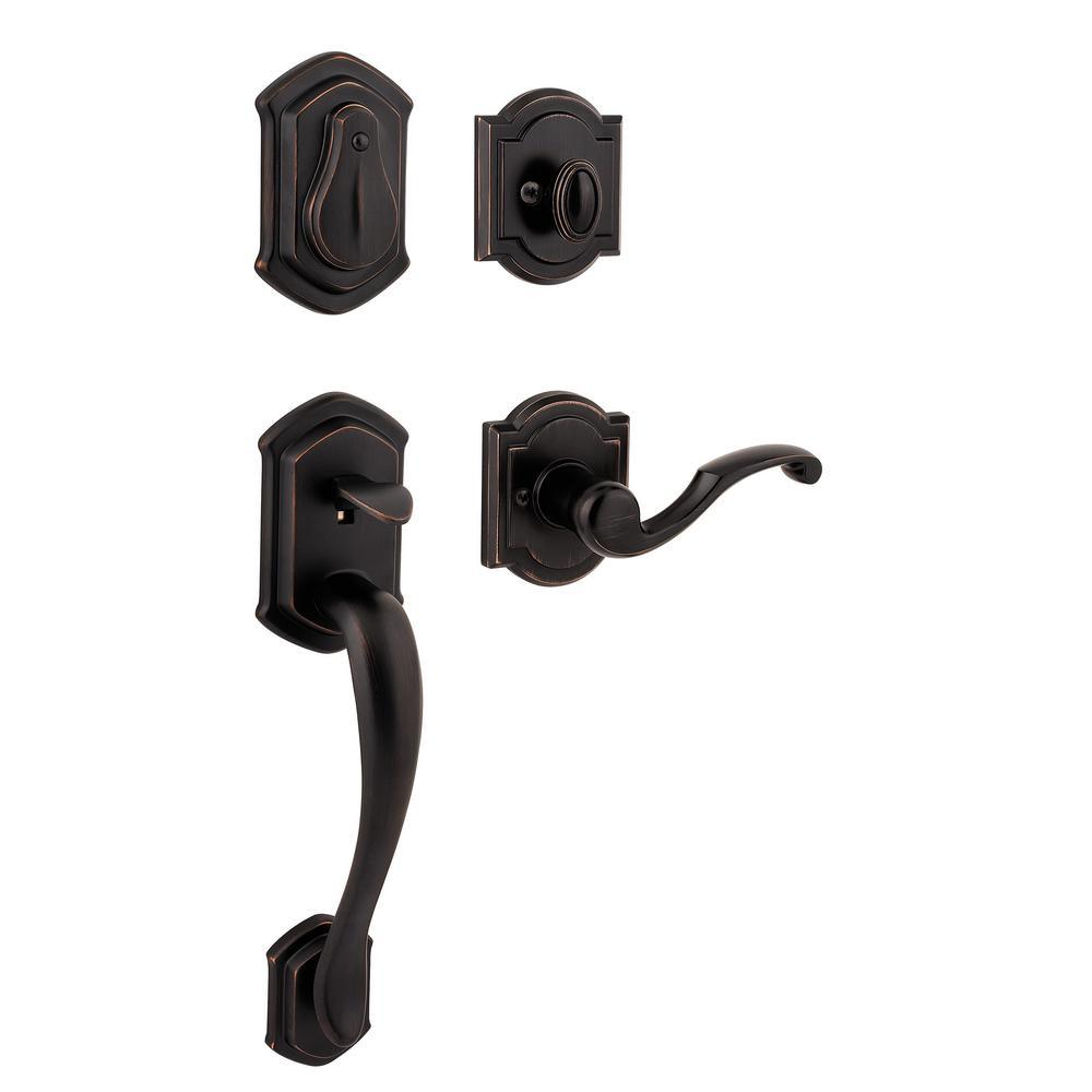 Prestige Medina Single Cylinder Venetian Bronze Door Handleset with Arch Rose Madrina Door Lever feat SmartKey Security - Super Arbor