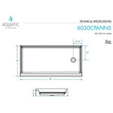 A2 60 in. x 30 in. Single Threshold Left Drain Shower Pan in White - Super Arbor