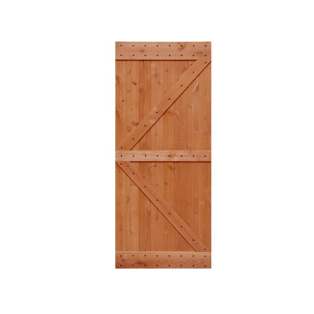 32 in. x 84 in. Ready-to-Assemble British Brace Hardwood Interior Sliding Barn Door Slab with Hardware Kit - Super Arbor