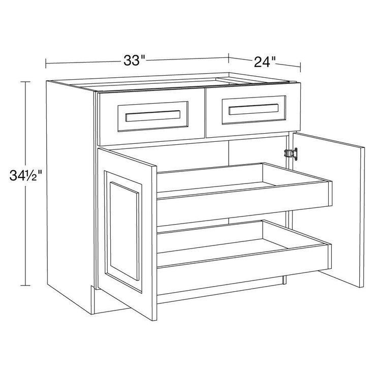 Home Decorators Collection Grayson 33 in. W x 24 in. D x 34.5 in. H Assembled Plywood Base Kitchen Cabinet in Pacific White with 2ROT Soft Close