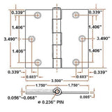 3-1/2 in. Square Corner Satin Brass Door Hinge Value Pack (10 per Pack) - Super Arbor