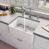 Fireclay 24 in. Single Bowl Farmhouse Kitchen Sink in White
