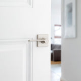Ladera Satin Nickel Hall and Closet Door Lever with Square Trim Featuring Microban Antimicrobial Technology - Super Arbor