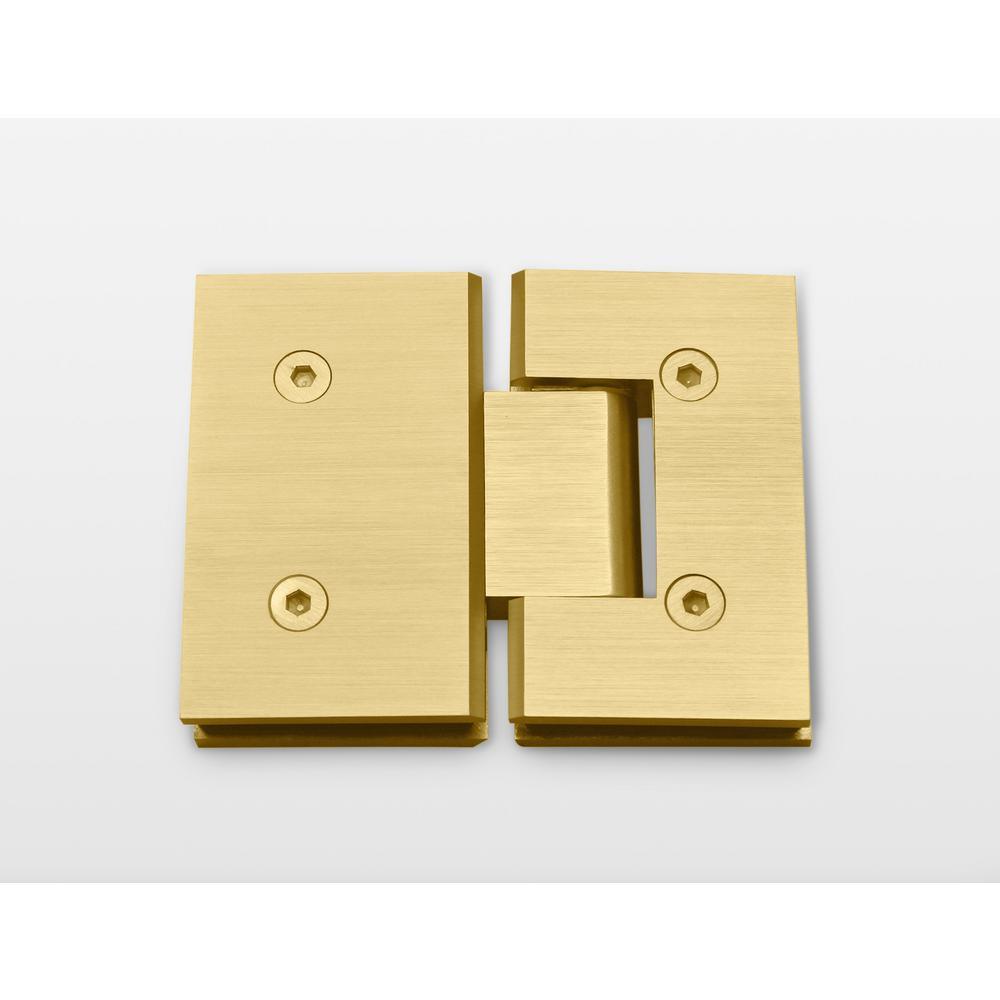 34 in. x 58 in. Frameless Glass Hinged Bathtub Door in Satin Brass - Super Arbor