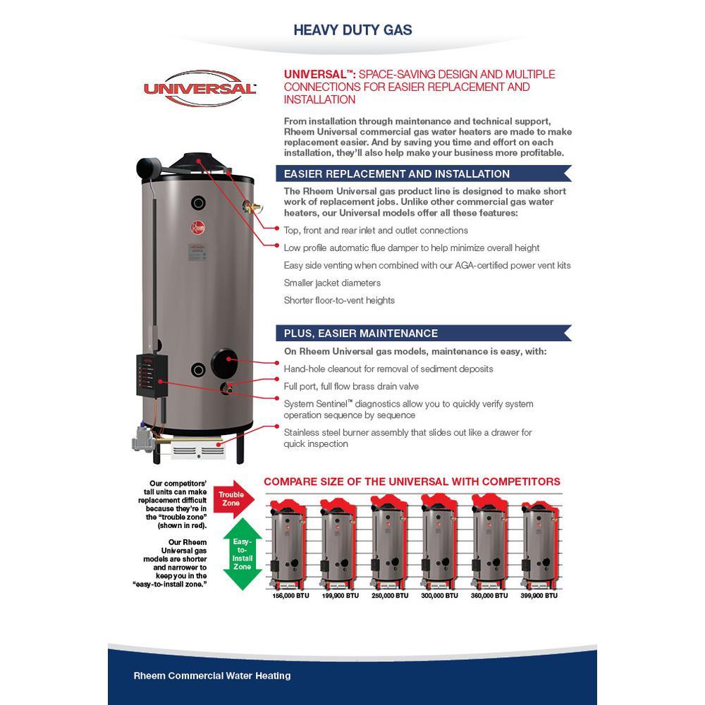 Universal Heavy Duty 76 Gal. 199.9K BTU Commercial Natural Gas Tank Water Heater - Super Arbor
