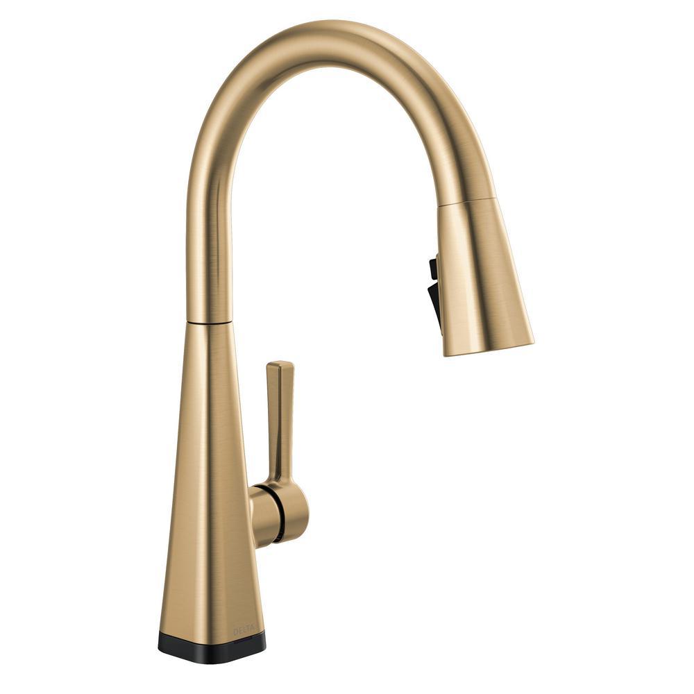 Lenta Touch Single-Handle Pull-Down Sprayer Kitchen Faucet with ShieldSpray Technology in Champagne Bronze - Super Arbor