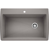 DIAMOND Silgranit Dual Mount Granite Composite 33.5 in. 1-Hole Single Bowl Kitchen Sink in White - Super Arbor