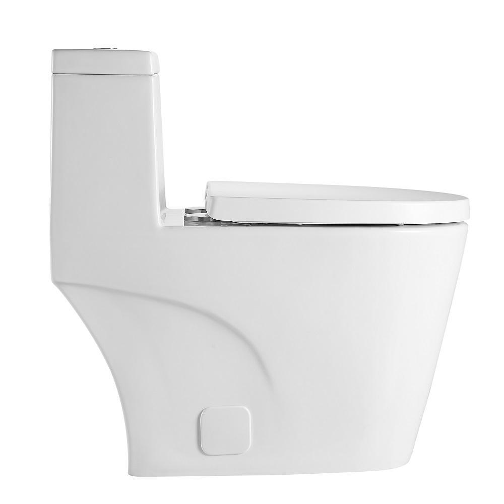 1-Piece 1.28 GPF Dual Flush High Efficiency Elongated Toilet in White, Seat Included - Super Arbor