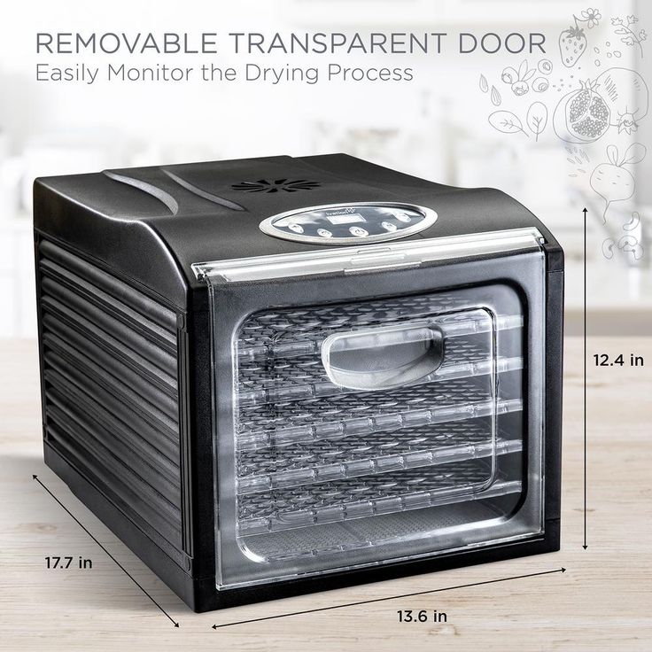 6 Tray Countertop Digital Food Dehydrator Drying Machine Preset Temperature Settings, Auto Shutoff Timer
