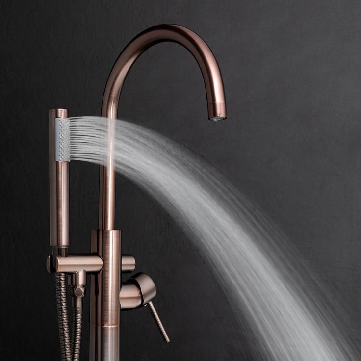 2-Handle 45.47 in. Freestanding Floor Mount Tub Faucet Bathtub Filler with Hand Shower in Brushed Bronze