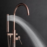 2-Handle 45.47 in. Freestanding Floor Mount Tub Faucet Bathtub Filler with Hand Shower in Brushed Bronze