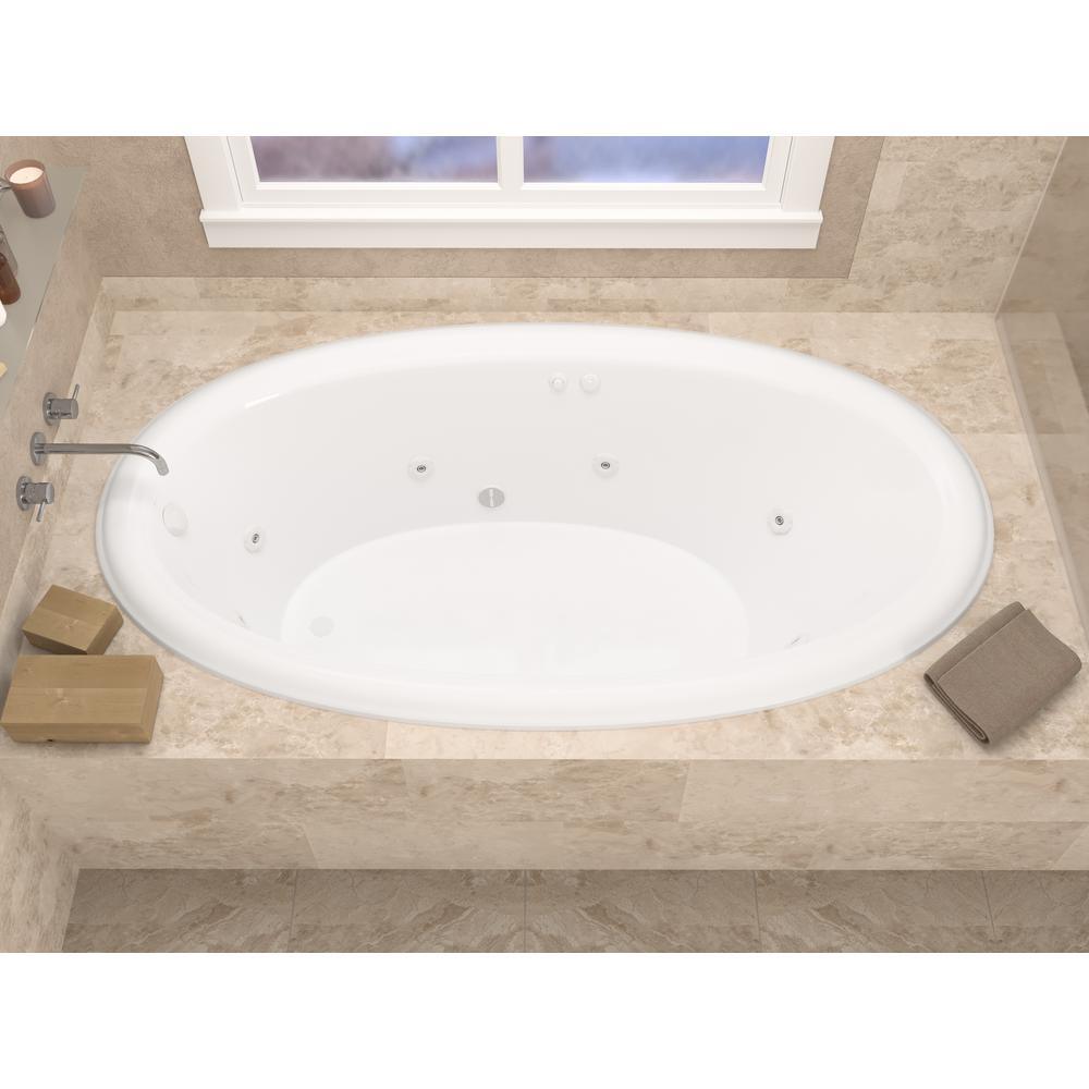 Topaz 60 in. Oval Drop-in Whirlpool Bath Tub in White - Super Arbor