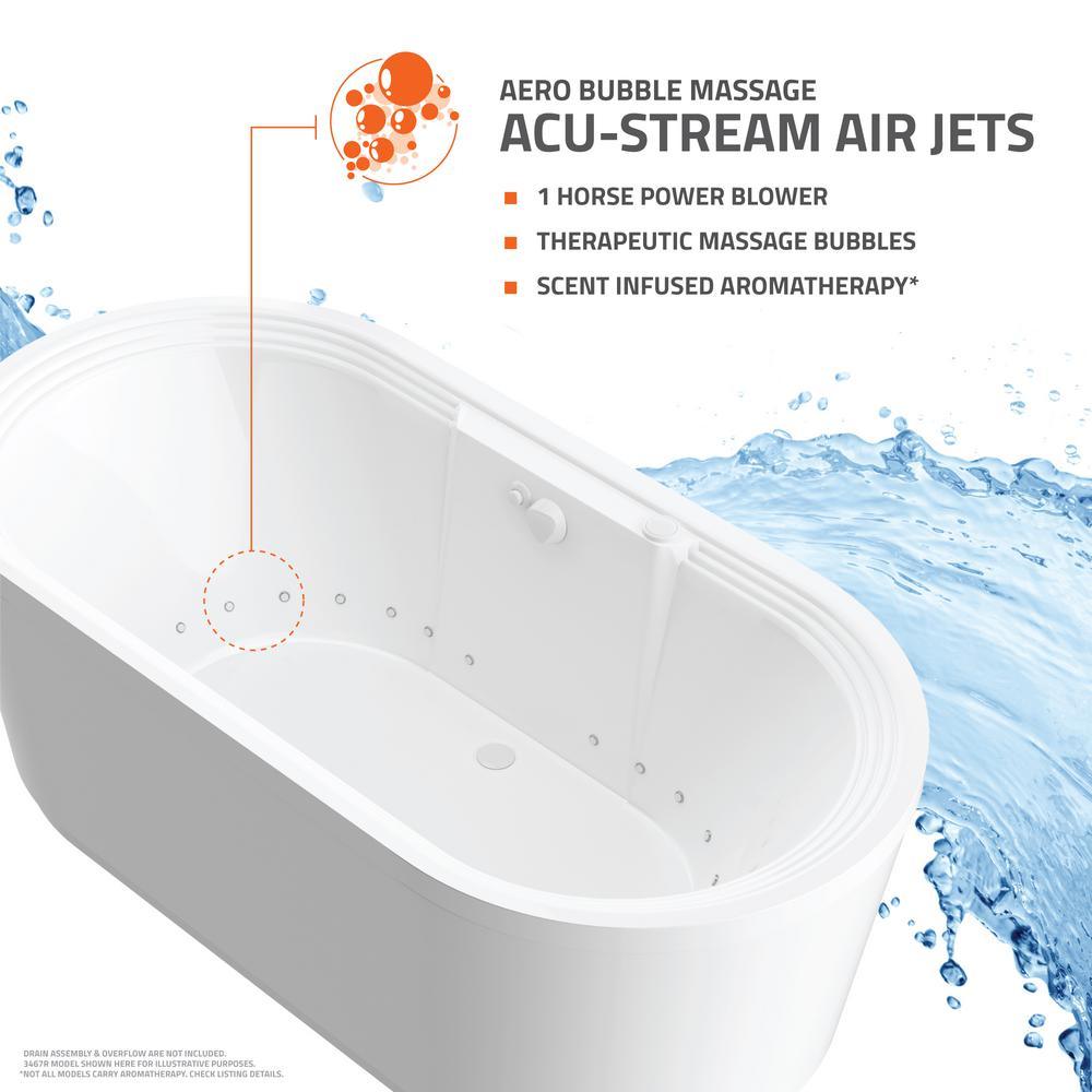 Sunstone 5.7 ft. Acrylic Flatbottom Air Bath Tub in White - Super Arbor