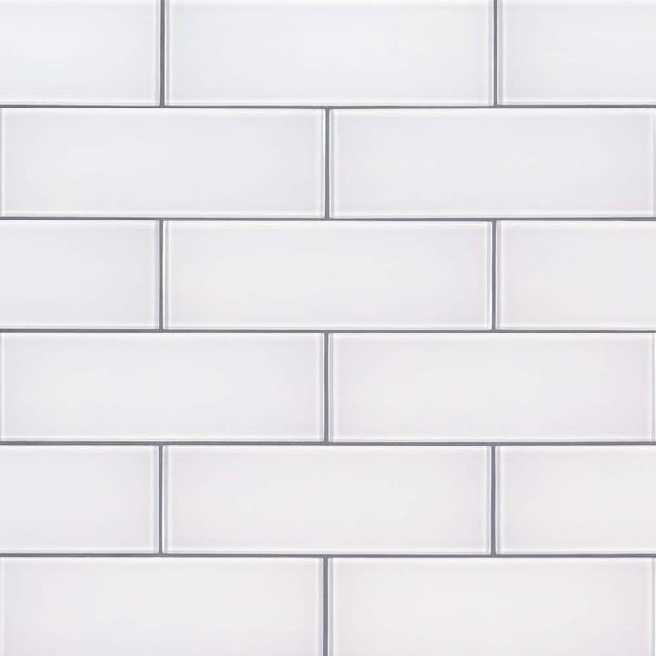 MSI Frosted Icicle 3 in. x 9 in. Glossy Glass Ice White Subway Tile (3.8 sq. ft. / case)