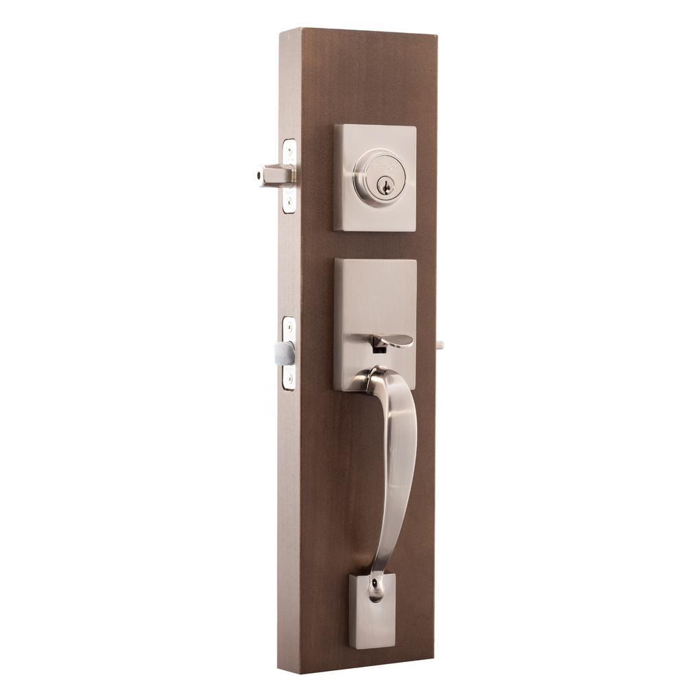 Craftsman Satin Stainless Door Handleset with Contemporary Lever Trim - Super Arbor