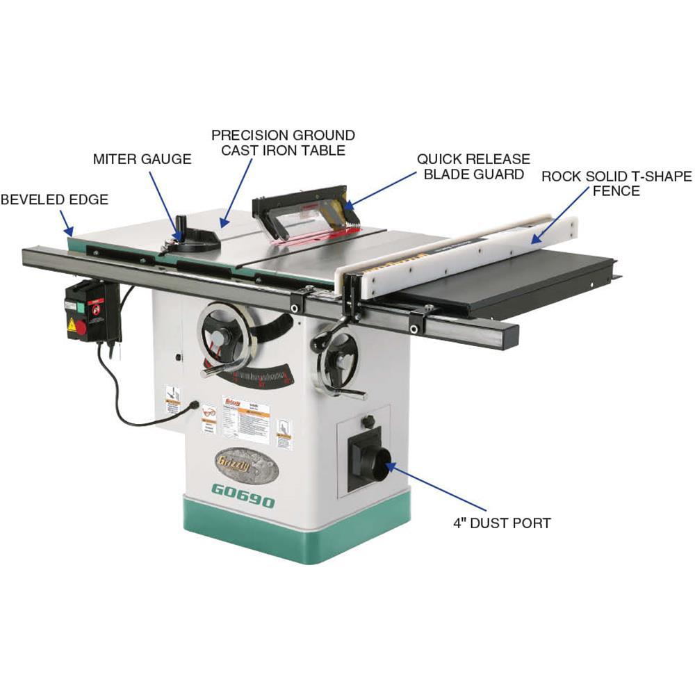 10 in. 3 HP 220-Volt Cabinet Table Saw with Ri-Volting Knife - Super Arbor