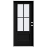36 in. x 80 in. 1 Panel Left-Hand/Inswing 3/4 Lite Clear Glass Black Steel Prehung Front Door
