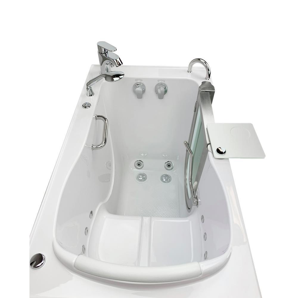 Elite 52 in. Acrylic Walk-In Whirlpool Bathtub in White with Right Door, 2-Piece Fast Fill Faucet and 2 in. Dual Drain - Super Arbor