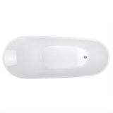63 in. Acrylic Reversible Drain Oval Slipper Flatbottom Freestanding Bathtub in White - Super Arbor