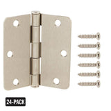 3-1/2 in. x 1/4 in. Radius Satin Nickel Door Hinge Value Pack (24-Pack)