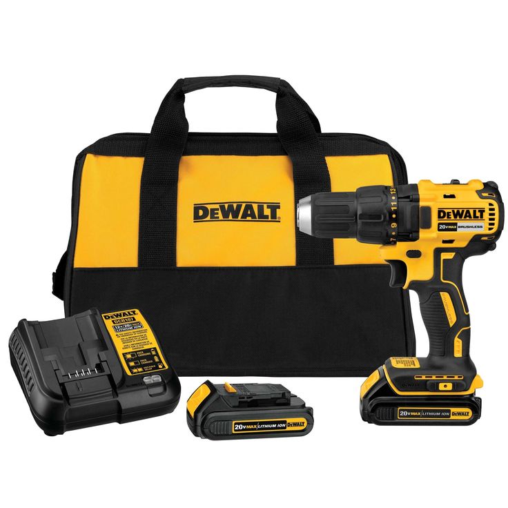 DEWALT 20-Volt Max 1/2-in Brushless Cordless Drill (Charger Included and 2-Batteries Included)